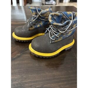 Timberland Camo Top Leather Toddler Boots Sz 4 Kids Boys Workbook